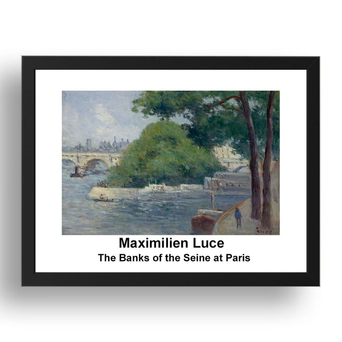 Maximilien Luce: The Banks of the Seine at Paris, vintage impressionist artwork, 17x13