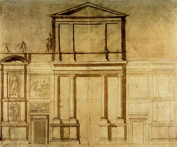 Project for an Elevation of the Facade of San Lorenzo  1518-Mi,  Poster Print Wall Art