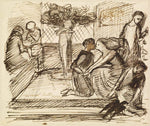 Michael Scott's Wooing - Compositional Sketch, 1870-71 by Dante Gabriel Rossetti, English Pre-Raphaelite Painter