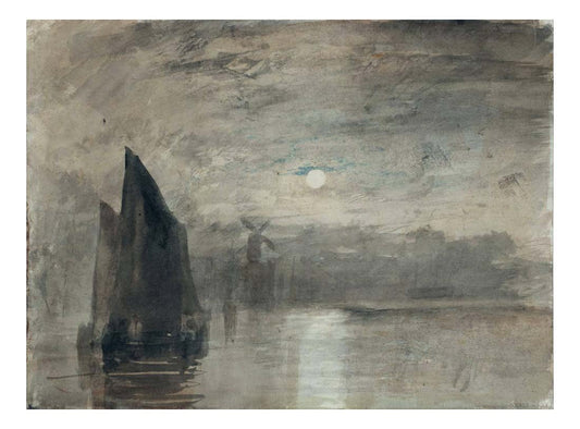 Moonlight on the Medway, 1824 by John Mallord William Turner RA, 12x8"(A4) Poster