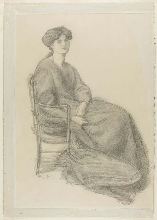 Mrs. William Morris Seated in Chair, May 1870 by Dante Gabriel Rossetti, English Pre-Raphaelite Painter,12x8"(A4) Poster Print