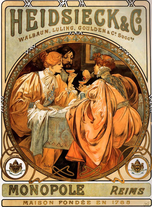 Mucha-Heidsieck and Co.-1901 vintage artwork by Alphonse Mucha, 16x12" (A3 size) poster print