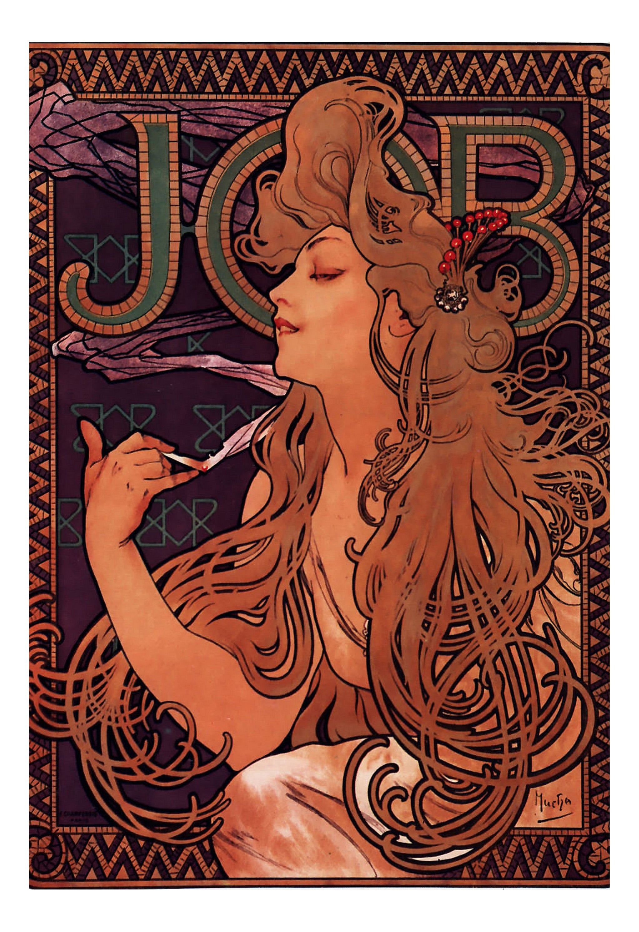 Mucha-Job-Large vintage artwork by Alphonse Mucha, 12x8" (A4 size) poster print