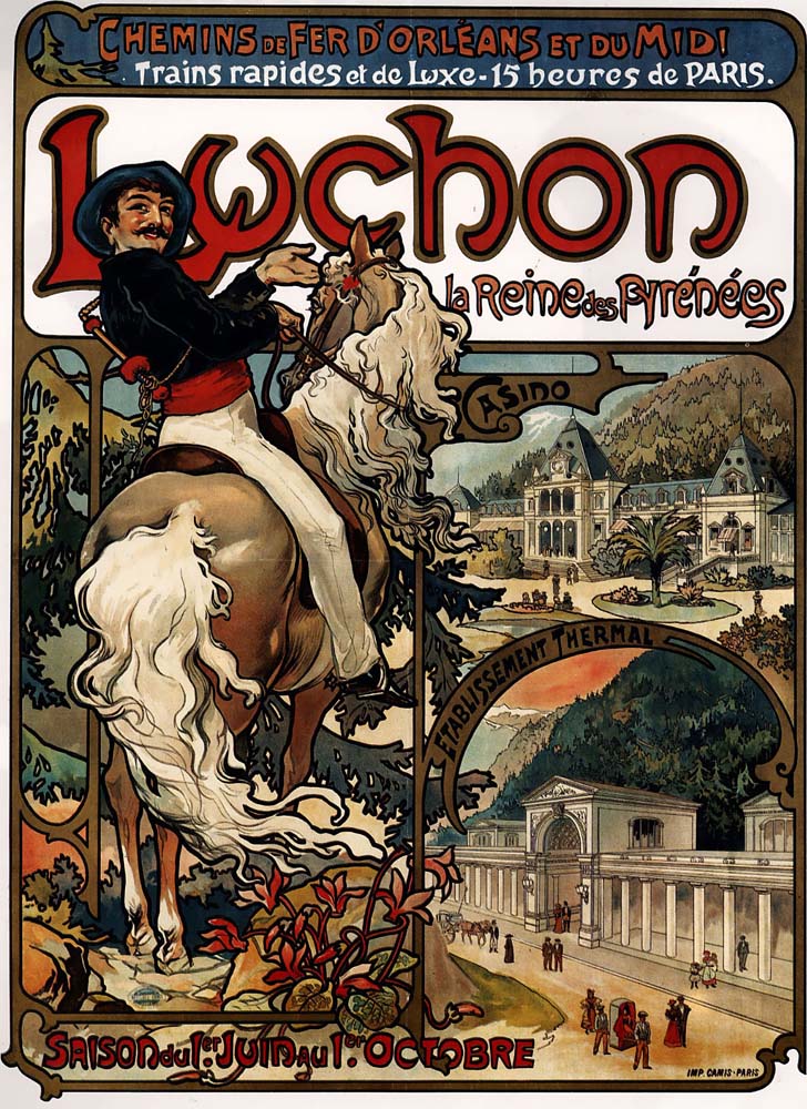 Mucha-Luchon-1895 vintage artwork by Alphonse Mucha, 12x8" (A4 size) poster print