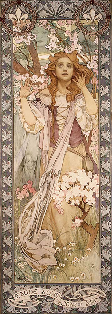 Mucha-Maud Adams as Joan of Arc-1909 vintage artwork by Alphonse Mucha, 16x12" (A3 size) poster print