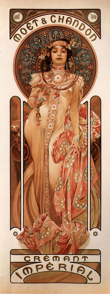 Mucha-Moët & Chandon Crémant Impérial-1899 vintage artwork by Alphonse Mucha, 16x12" (A3 size) poster print