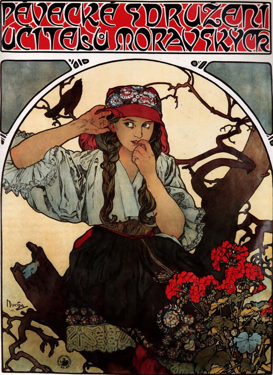 Mucha-Moravian Teachers' Choir-1911 vintage artwork by Alphonse Mucha, 16x12" (A3 size) poster print