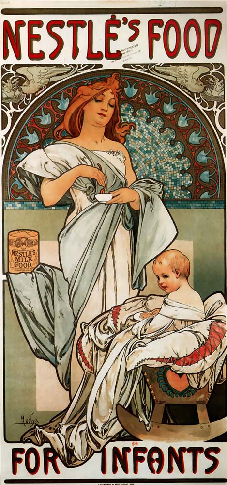 Mucha-Nestlé's Food for Infants-1897 vintage artwork by Alphonse Mucha, 16x12" (A3 size) poster print