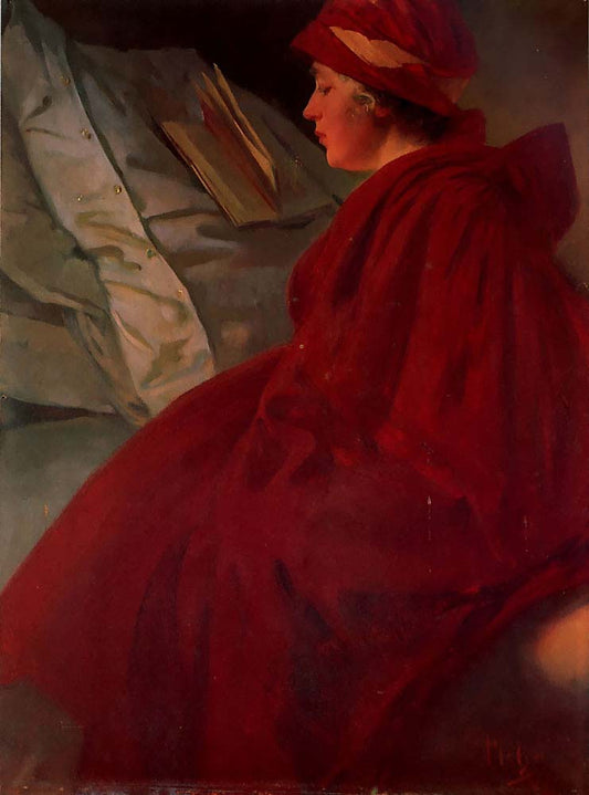 Mucha-The Red Cape-1902 vintage artwork by Alphonse Mucha, 16x12" (A3 size) poster print