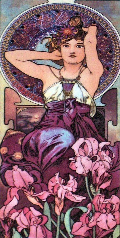 Mucha021 vintage artwork by Alphonse Mucha, 12x8" (A4 size) poster print