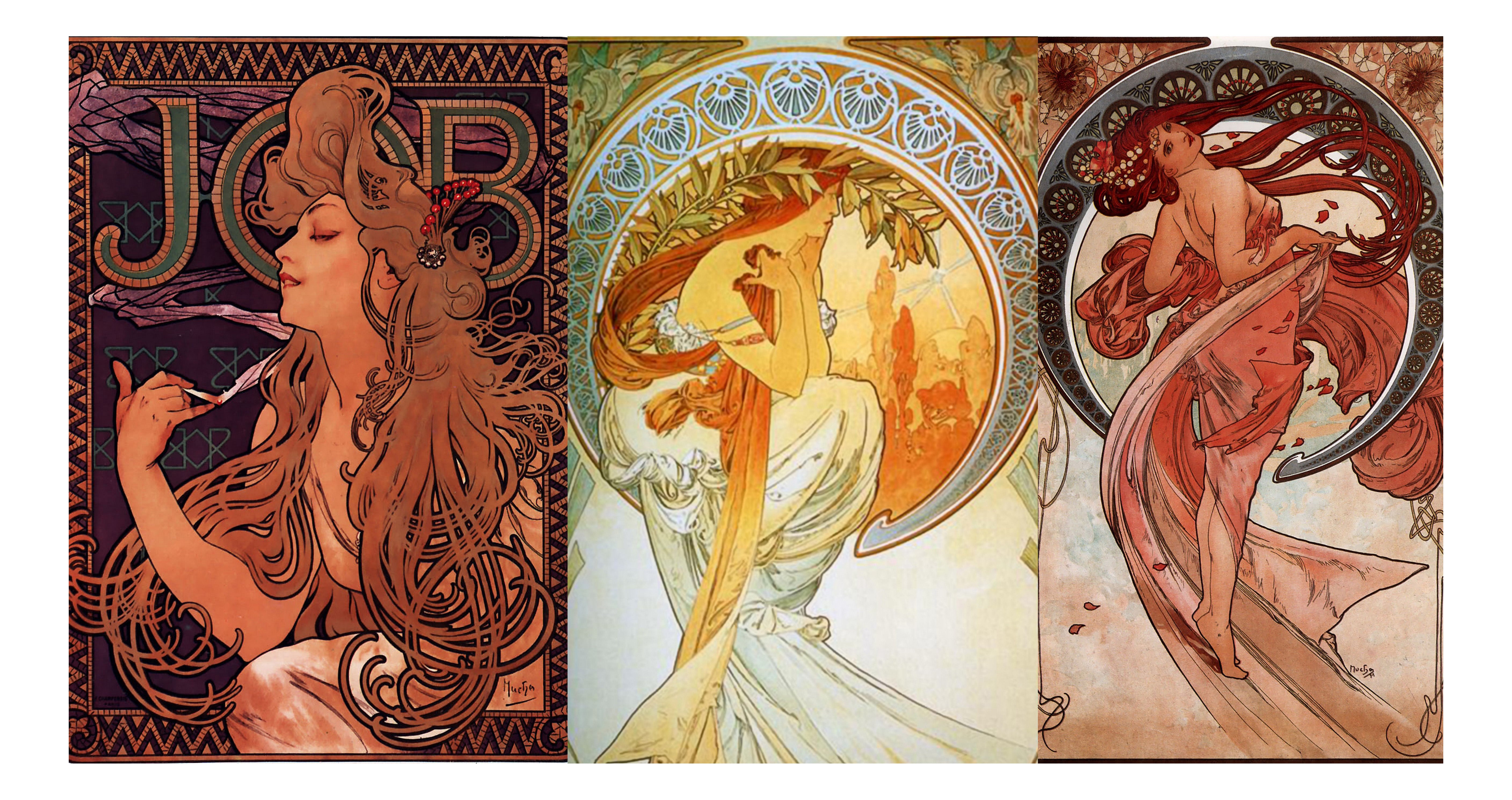 MuchaTheArts vintage artwork by Alphonse Mucha, 12x8" (A4 size) poster print