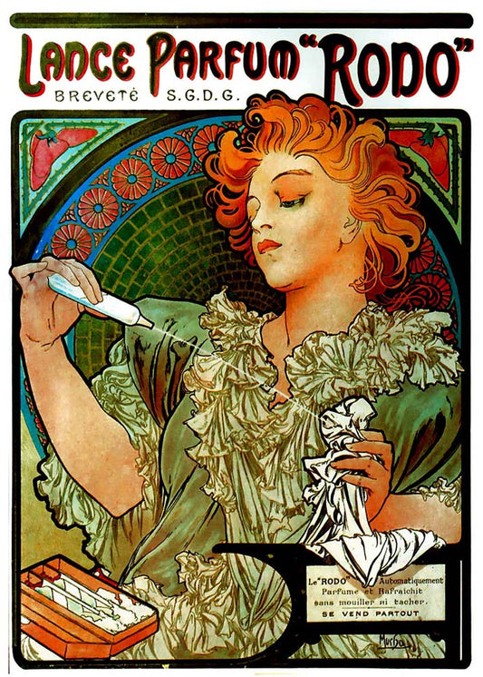 Mucha -Lance Parfum Rodo vintage artwork by Alphonse Mucha, 16x12" (A3 size) poster print