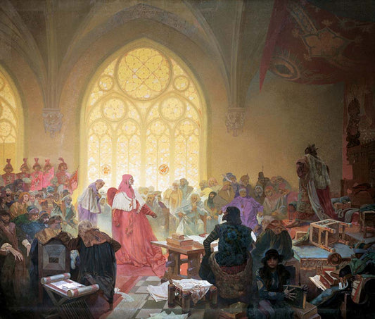 Mucha Jiri z Podebrad vintage artwork by Alphonse Mucha, 16x12" (A3 size) poster print