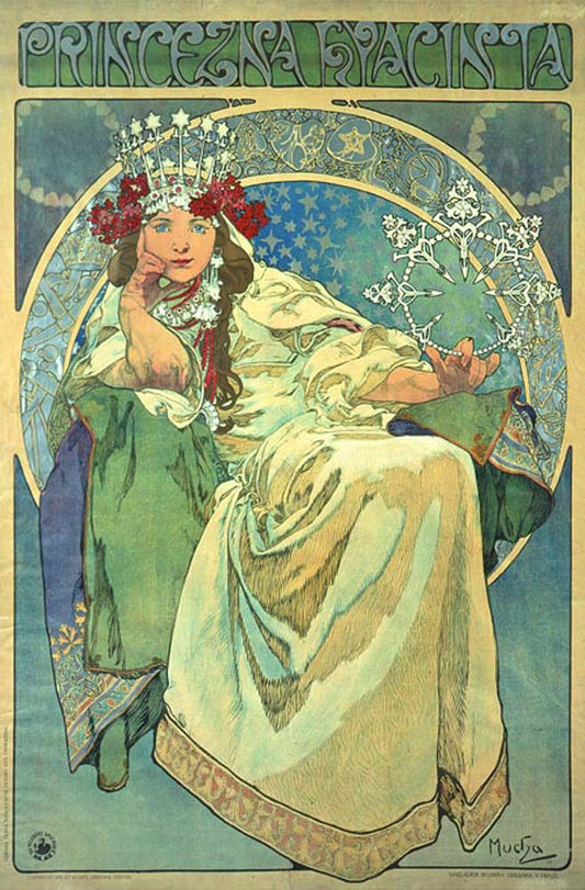 Mucha, Alfons - Prinzessin Hyazinthe - 1911 vintage artwork by Alphonse Mucha, 12x8" (A4 size) poster print