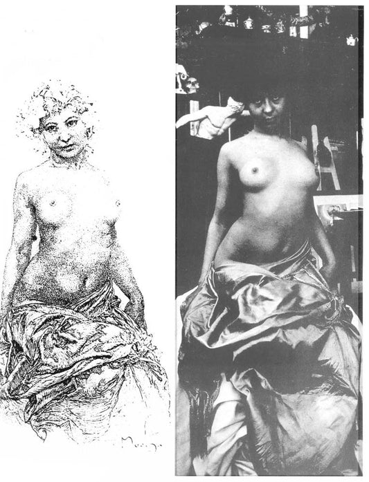 Mucha foto y dibujo (1928) vintage artwork by Alphonse Mucha, 16x12" (A3 size) poster print