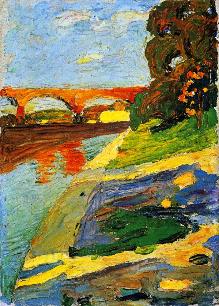 Munich - The River Isar - Wassily Kandinsky -1901 by Wassily Kandinsky, 12x8"(A4) Poster Print