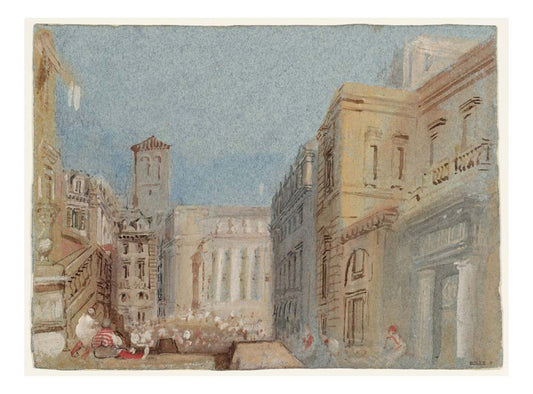 Nantes,The Theatre and Place Graslin from the Rue de Breda Gresset, 1826-28 by John Mallord William Turner RA, 12x8"(A4) Poster