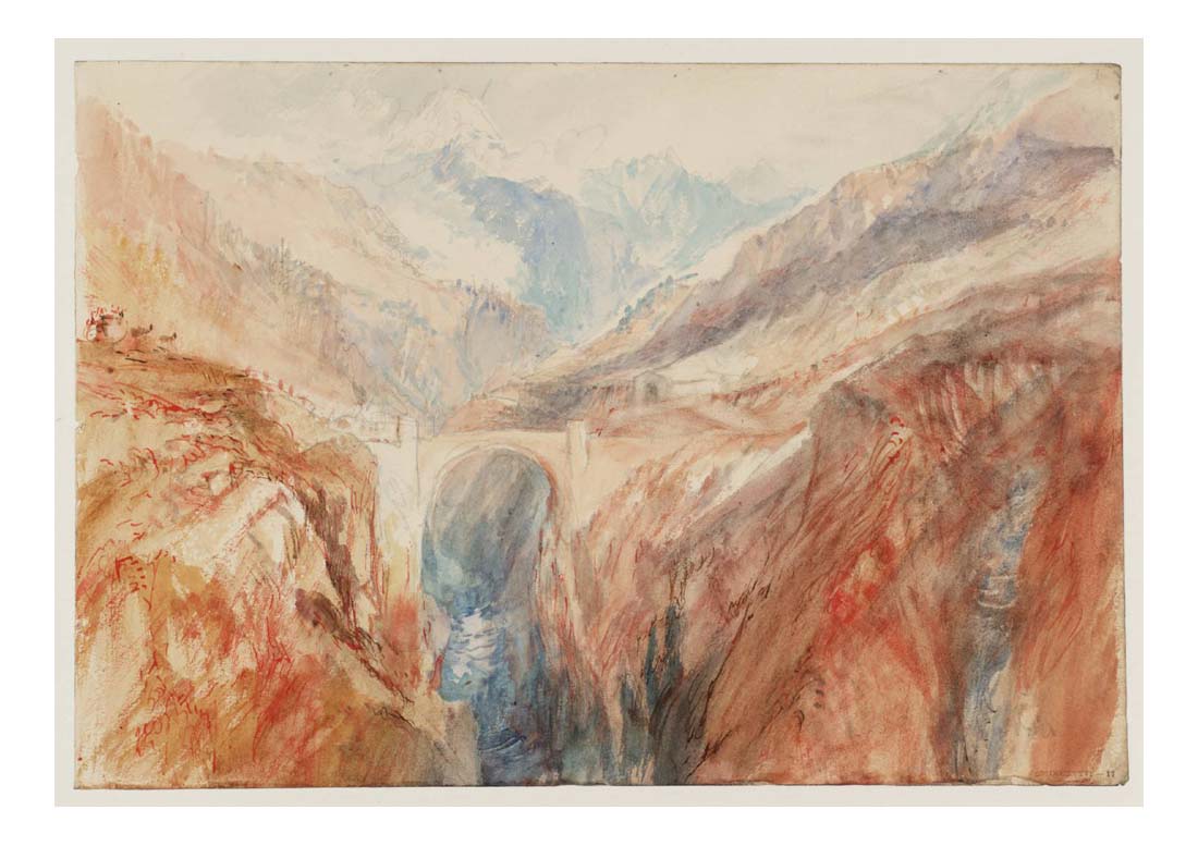 Near the Pass of S. Bernadino, A Bridge over a River in a Gorge, 1843 by John Mallord William Turner RA