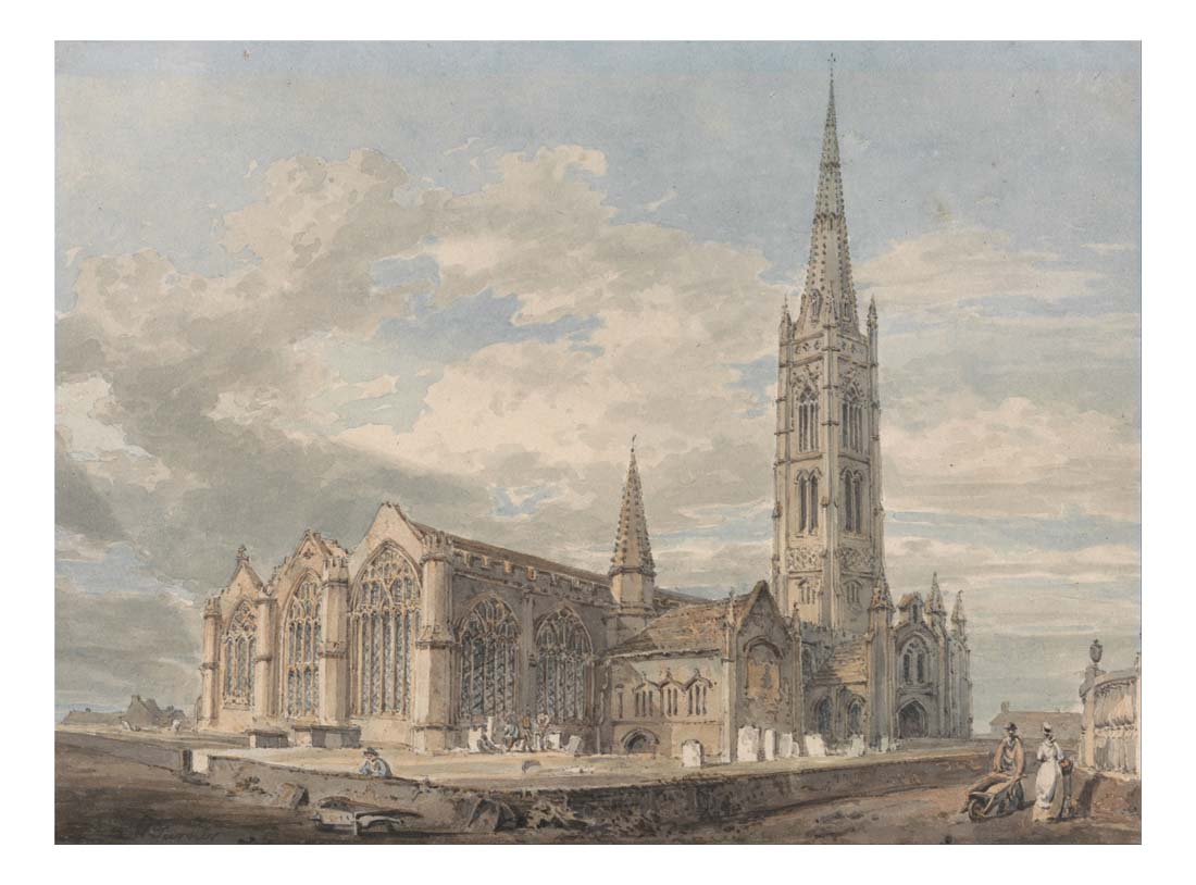 North East View of Grantham Church, Lincolnshire, 1796 by John Mallord William Turner RA, 12x8"(A4) Poster