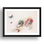 Odilon Redon: Fight of the Centaurs, modernist artwork, A3 Size Reproduction Poster Print in 17x13" Black Frame