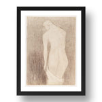 Odilon Redon: Nude Woman Seen from Behind, modernist artwork, A3 Size Reproduction Poster Print in 17x13" Black Frame