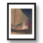 Odilon Redon: The Barque, modernist artwork, A3 Size Reproduction Poster Print in 17x13" Black Frame