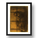 Odilon Redon: The Convict, modernist artwork, A3 Size Reproduction Poster Print in 17x13" Black Frame