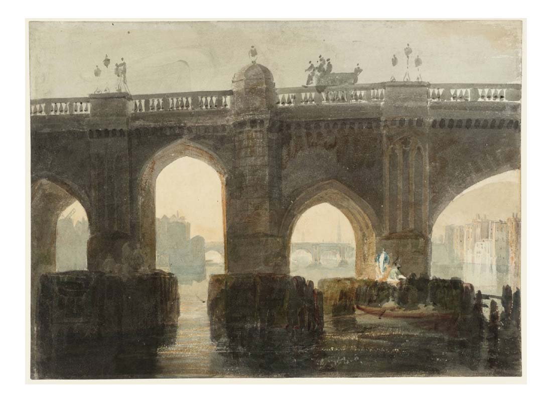 Old London Bridge, 1794 by John Mallord William Turner RA, 12x8"(A4) Poster