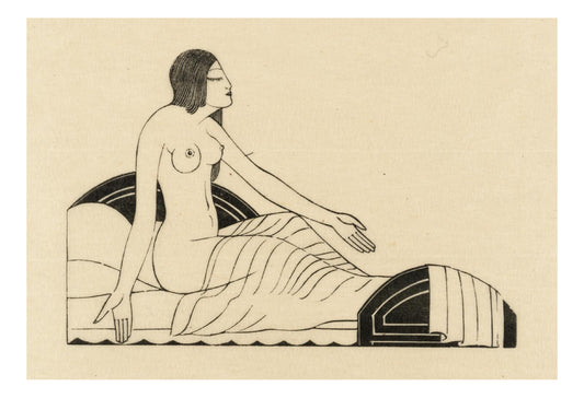 On My Bed by Night 1925, vintage art by Eric Gill, 12x8"(A4) Poster Print