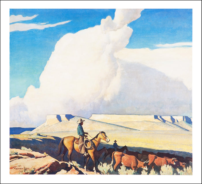Open Range by , 1942 by Maynard Dixon, Classic American Western Art, 16x12