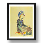 Oskar Kokoschka: Seated Girl, modernist artwork, A3 Size Reproduction Poster Print in 17x13" Black Frame