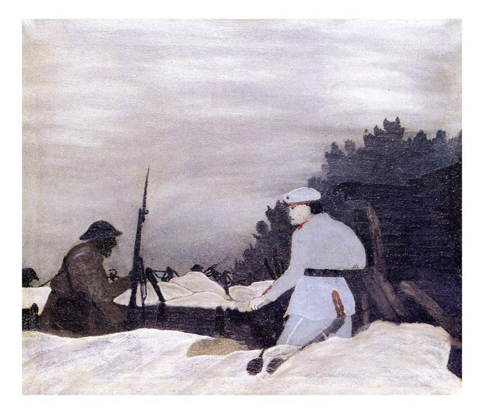 Outpost Raid Champagne Sector WW1 by Horace Pippin, Classic African American artwork, 16x12
