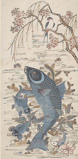 Li he yan,Leaping Carp c1644–1753,16x12