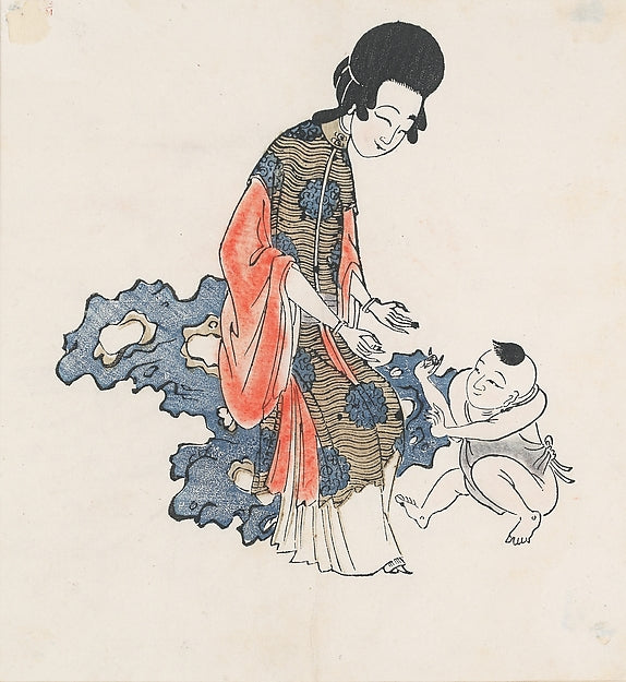 Meiren he haitung,Beauty with Child  c1644–1753,16x12"(A3)Poster