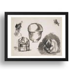 Pablo Picasso: Casket, Cup and Apple, modernist artwork, A3 Size Reproduction Poster Print in 17x13" Black Frame