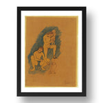 Pablo Picasso: Family with a Crow, modernist artwork, A3 Size Reproduction Poster Print in 17x13" Black Frame