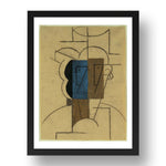 Pablo Picasso: Man with a Hat, modernist artwork, A3 Size Reproduction Poster Print in 17x13" Black Frame