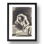 Pablo Picasso: Woman Washing Her Feet, modernist artwork, A3 Size Reproduction Poster Print in 17x13" Black Frame