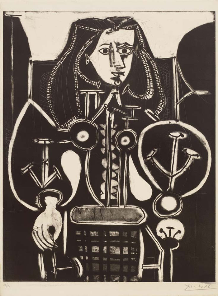 Pablo Picasso - Femme au fauteuil no. 4, vintage art, A3 (16x12
