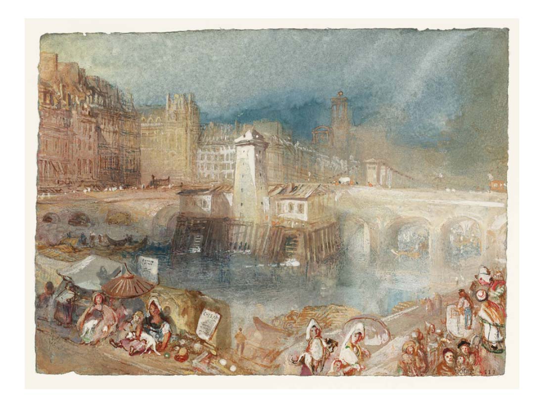 Paris, The Hotel de Ville and Pont d'Arcole, 1833 by John Mallord William Turner RA, 12x8"(A4) Poster