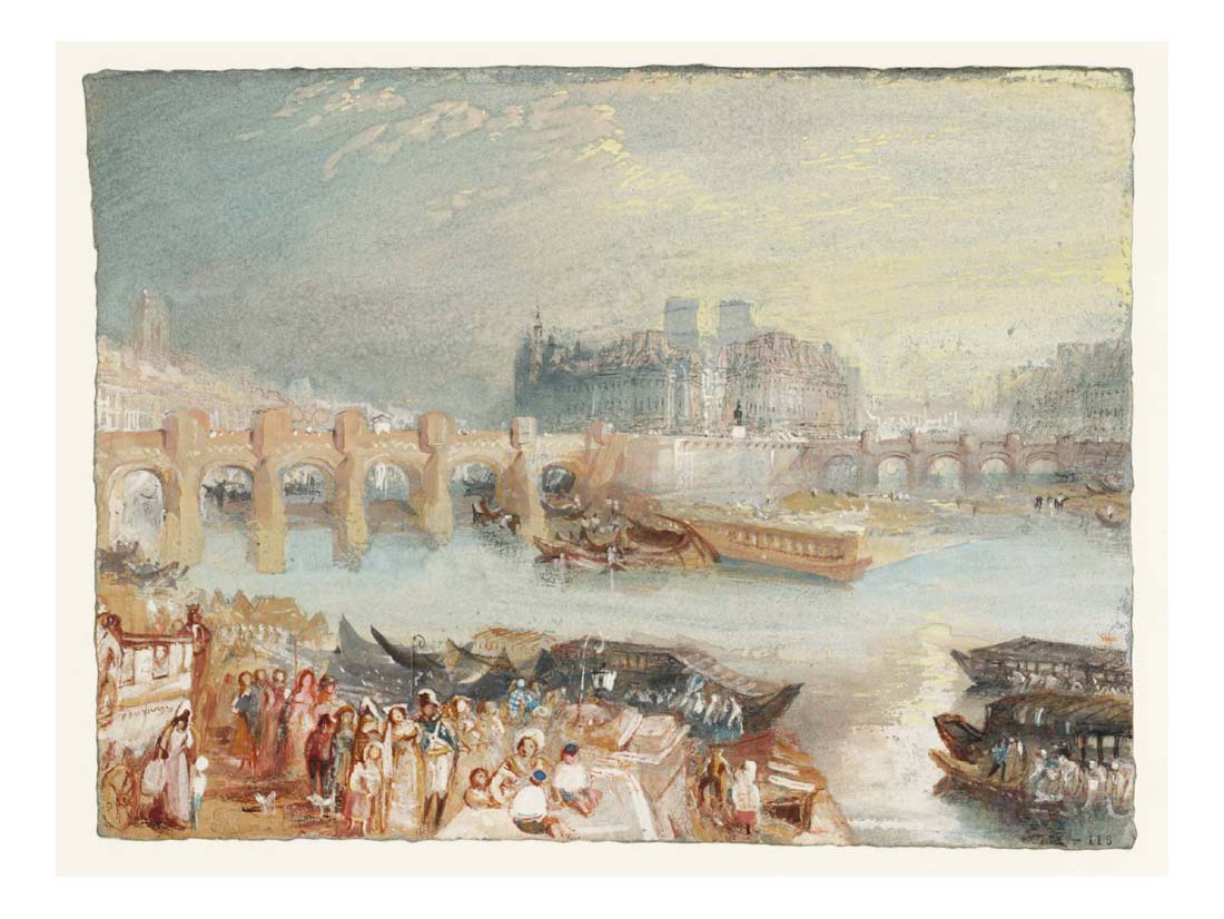 Paris, The Pont Neuf and the Ile de la Cite, 1833 by John Mallord William Turner RA, 12x8"(A4) Poster
