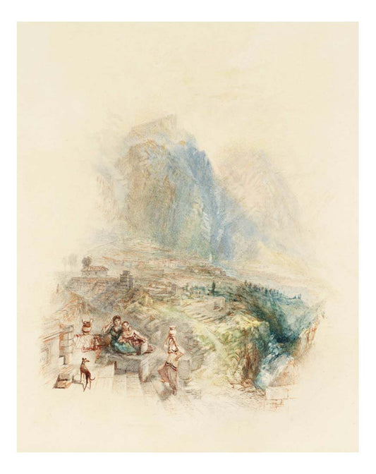 Parnassus and Castalian Spring (Delphi), 1833 by John Mallord William Turner RA, 12x8"(A4) Poster