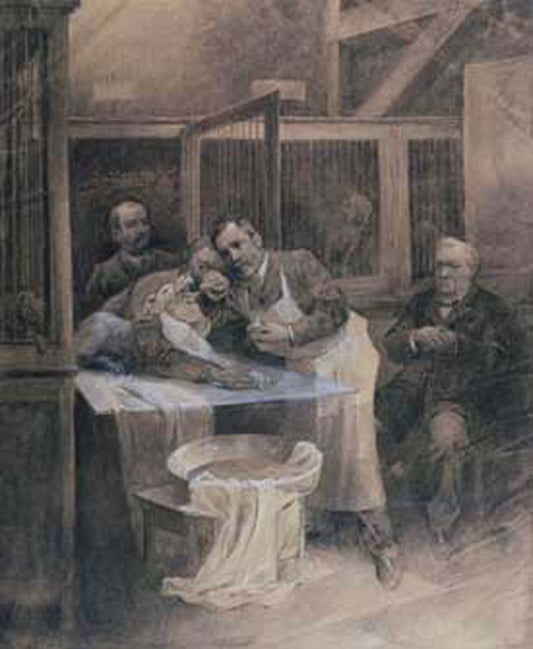Pasteur and rabid dog by Alfons Mucha vintage artwork by Alphonse Mucha, 12x8" (A4 size) poster print