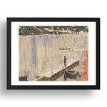 Peter Doig: Jetty, modernist artwork, A3 Size Reproduction Poster Print in 17x13" Black Frame