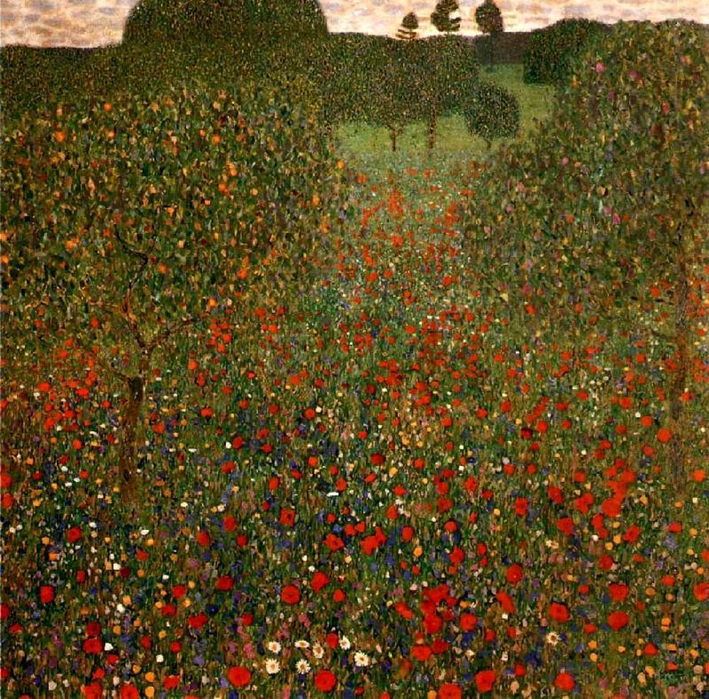 Poppy Field - Gustav Klimt - 1907, A4 Poster Print