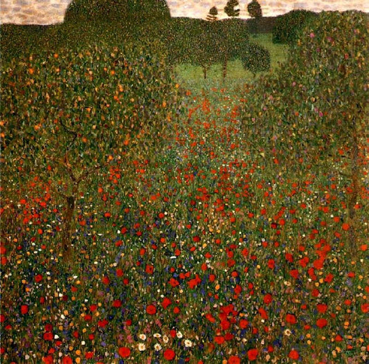 Poppy Field - Gustav Klimt - 1907, A4 Poster Print
