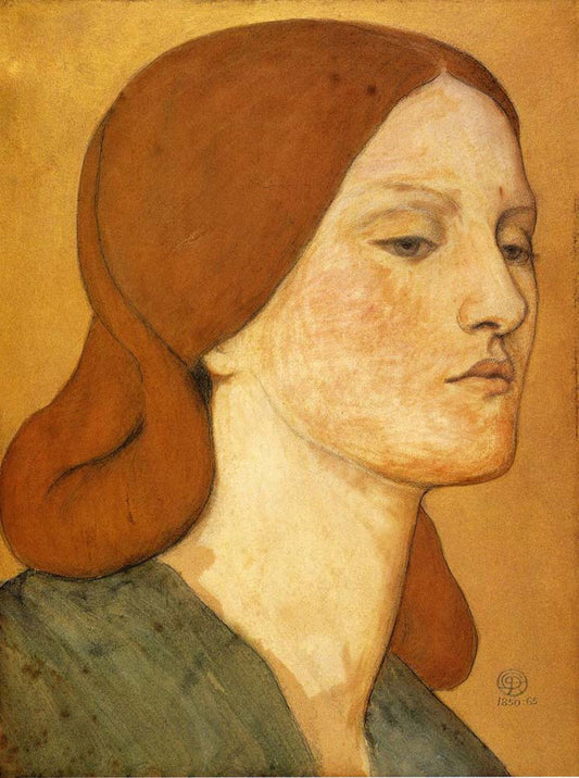 Portrait of Elizabeth Siddal, 1850-65 by Dante Gabriel Rossetti, pre-Raphaelite artist, 12x8" (A4) Poster