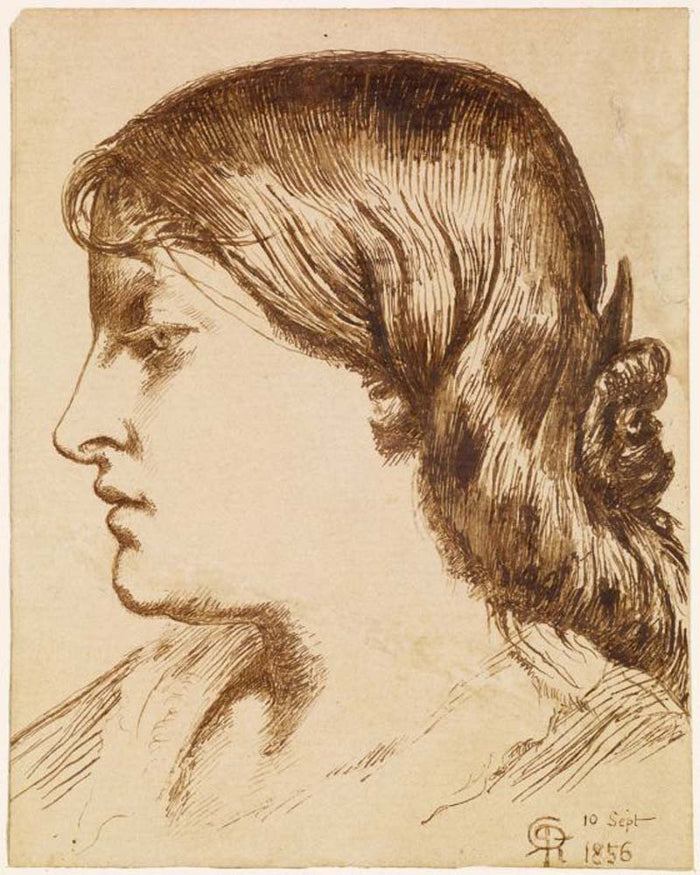 Emma Madox Brown, 1856 by Dante Gabriel Rossetti, English Pre-Raphaelite Painter,12x8