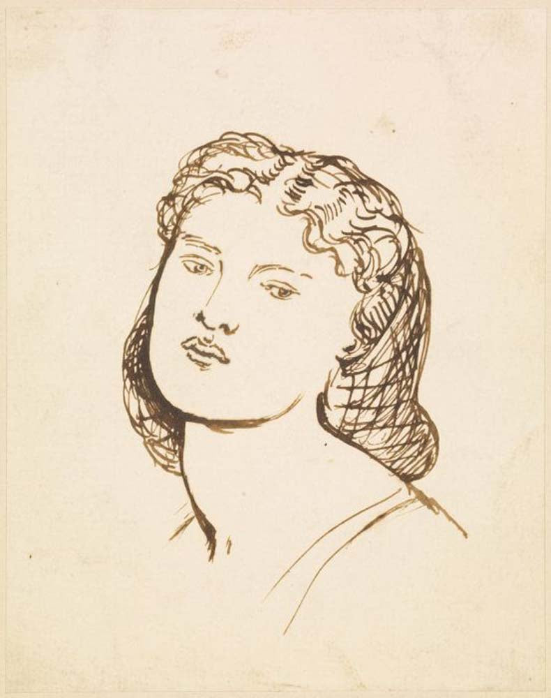 Fanny Cornforth, 1862-65 by Dante Gabriel Rossetti, English Pre-Raphaelite Painter,12x8"(A4) Poster Print