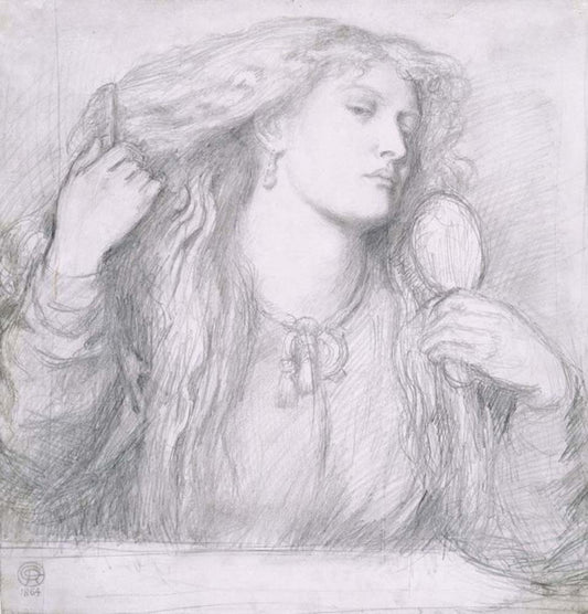 Fanny Cornforth (Woman combing her Hair), 1864 by Dante Gabriel Rossetti, English Pre-Raphaelite Painter,16x12"(A3) Poster Print